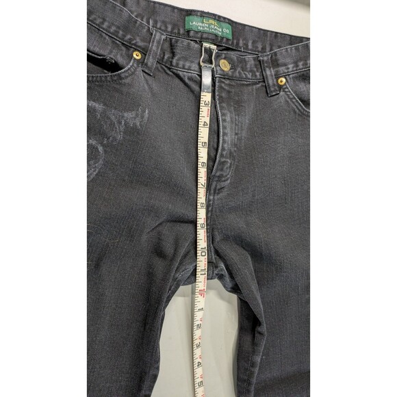 Lauren Ralph Lauren Jeans Womens 14 Black Jeans Modern Slim Gold Embroidered - Picture 9 of 11